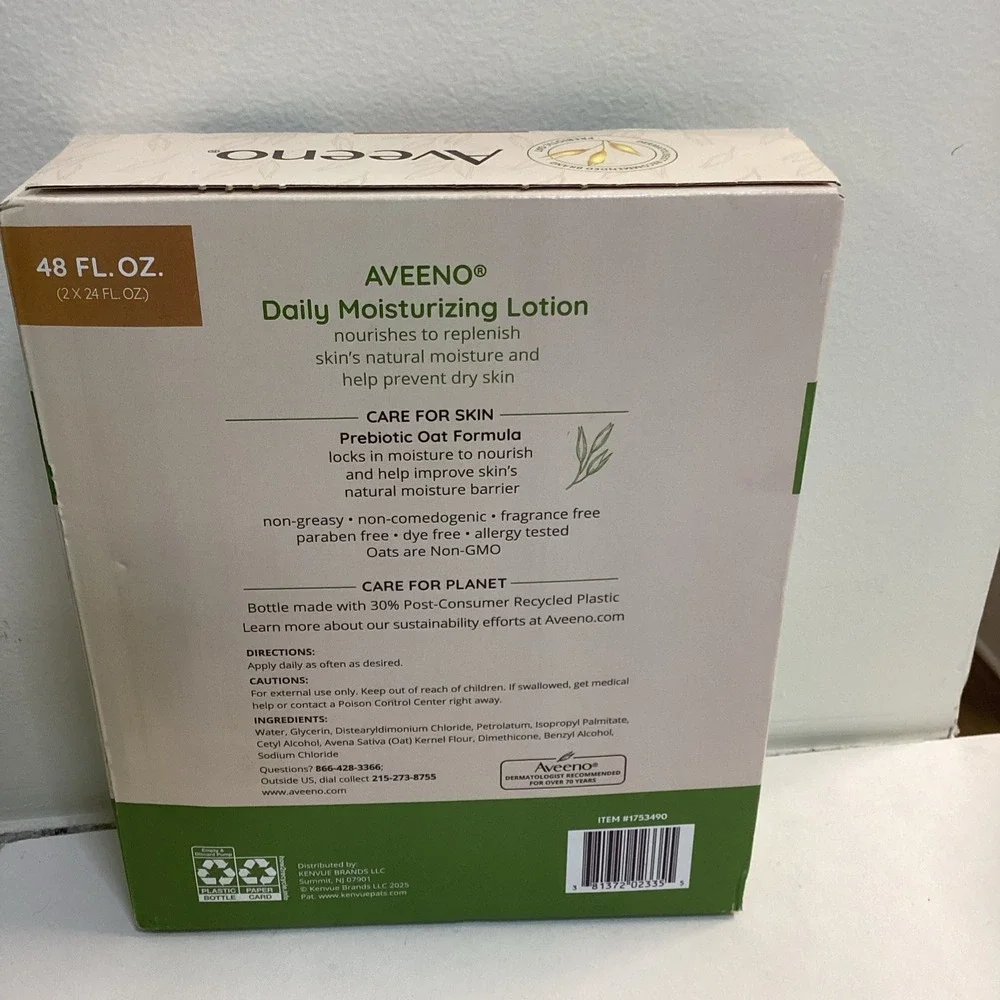 Aveeno Daily Moisturizing Body Lotion 2 x 24 Fl Oz (709g) Fragrance Free
